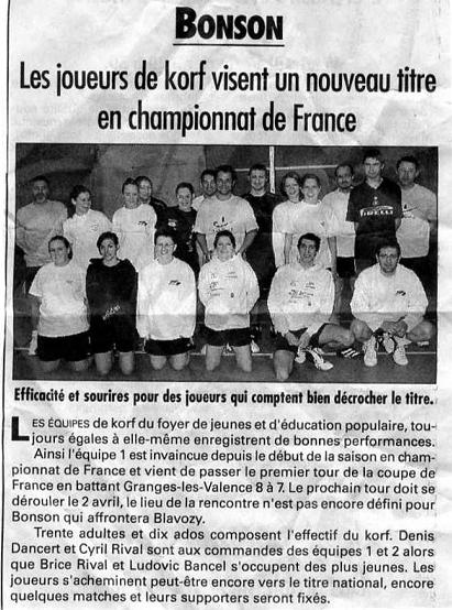2006 02-Les joueurs de korf visent un nouveau titre en championnat de France