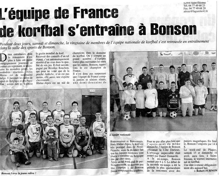 2006 03-L equipe de France de Korfbal s entraine a Bonson